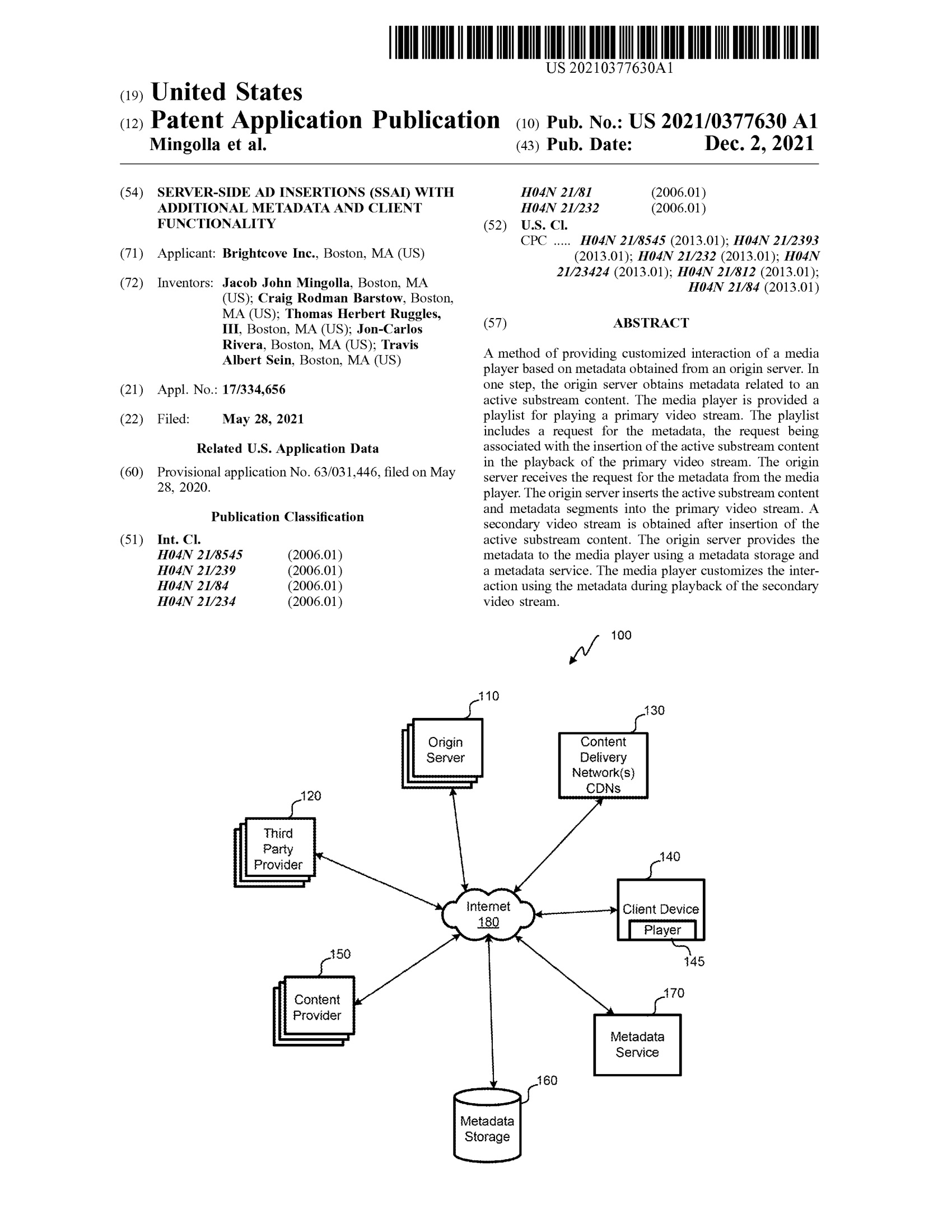 Server-side Ad Insertion Patent Application